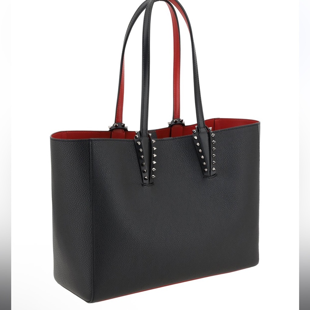 Christian Louboutin Black Leather Tote with Red Interior and Stud Details